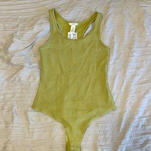 Green thong body suit tank top